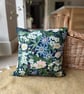 Vintage Belinda linen dark blue square cushion cover with striped back - Image 2