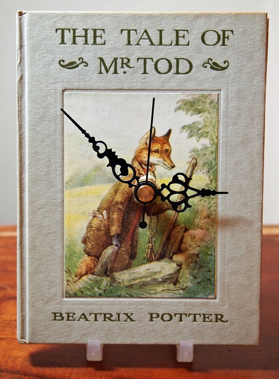 SALE The Tale of Mr. Tod by Beatrix Potter - vintage book clock.