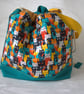 Large Cotton Canvas Drawstring Project Bag Rainbow Cats - Image 4