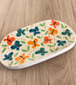BUTTERFLY OVAL CERAMIC DISH