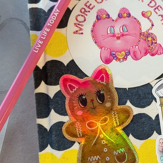 Gingerbread kitty Hologram vinyl sticker