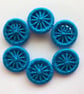 Dorset Buttons, Handmade, Electric Blue, Cotton Thread on Brass Rings, 2cm - Image 2