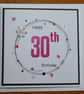 30th Birthday Card - Hot Pink Wreath Design  - Image 10