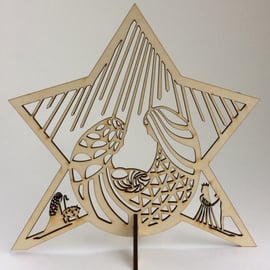 Freestanding wooden nativity cut-out