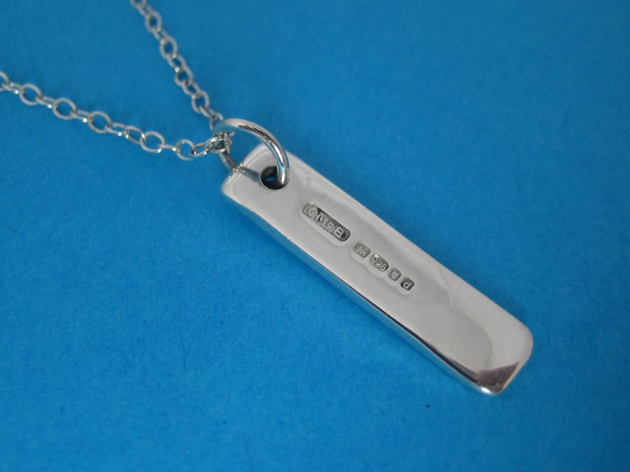 Silver Rectangular Pendant Necklace