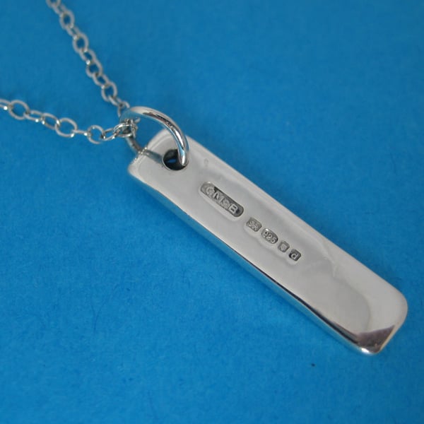 Silver Rectangular Pendant Necklace