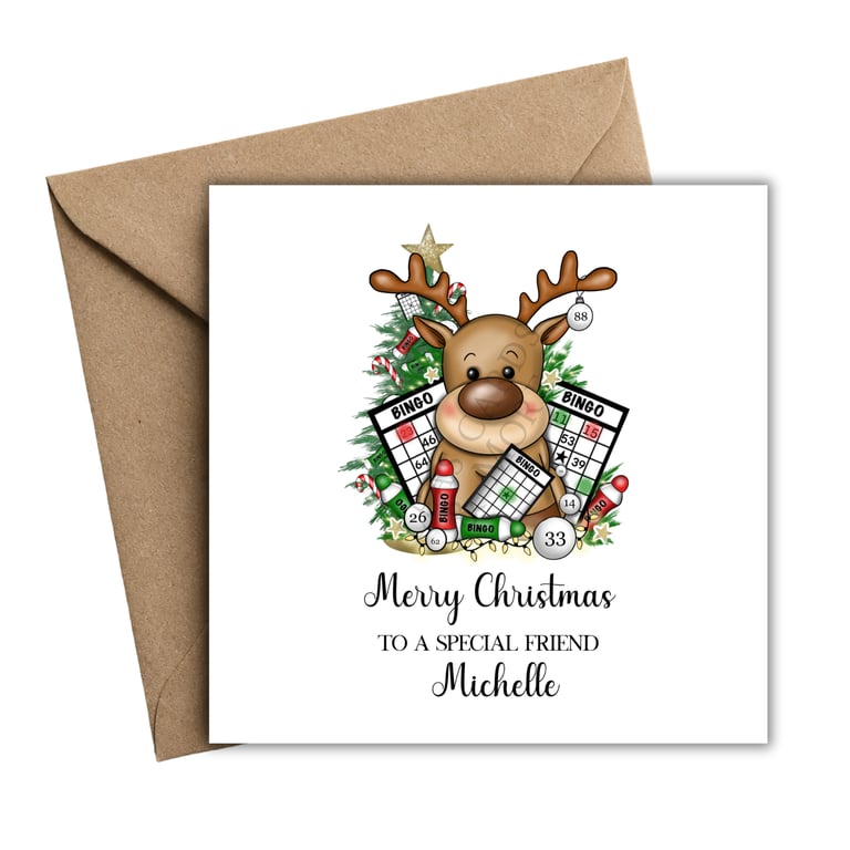 Bingo Reindeer Merry Christmas Card