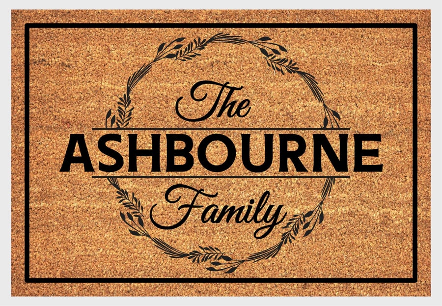 Personalised Surname Door Mat - Customised Family Name Welcome Mat - 3 Sizes