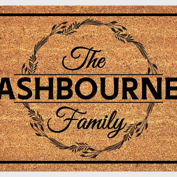 Personalised Surname Door Mat - Customised Family Name Welcome Mat - 3 Sizes