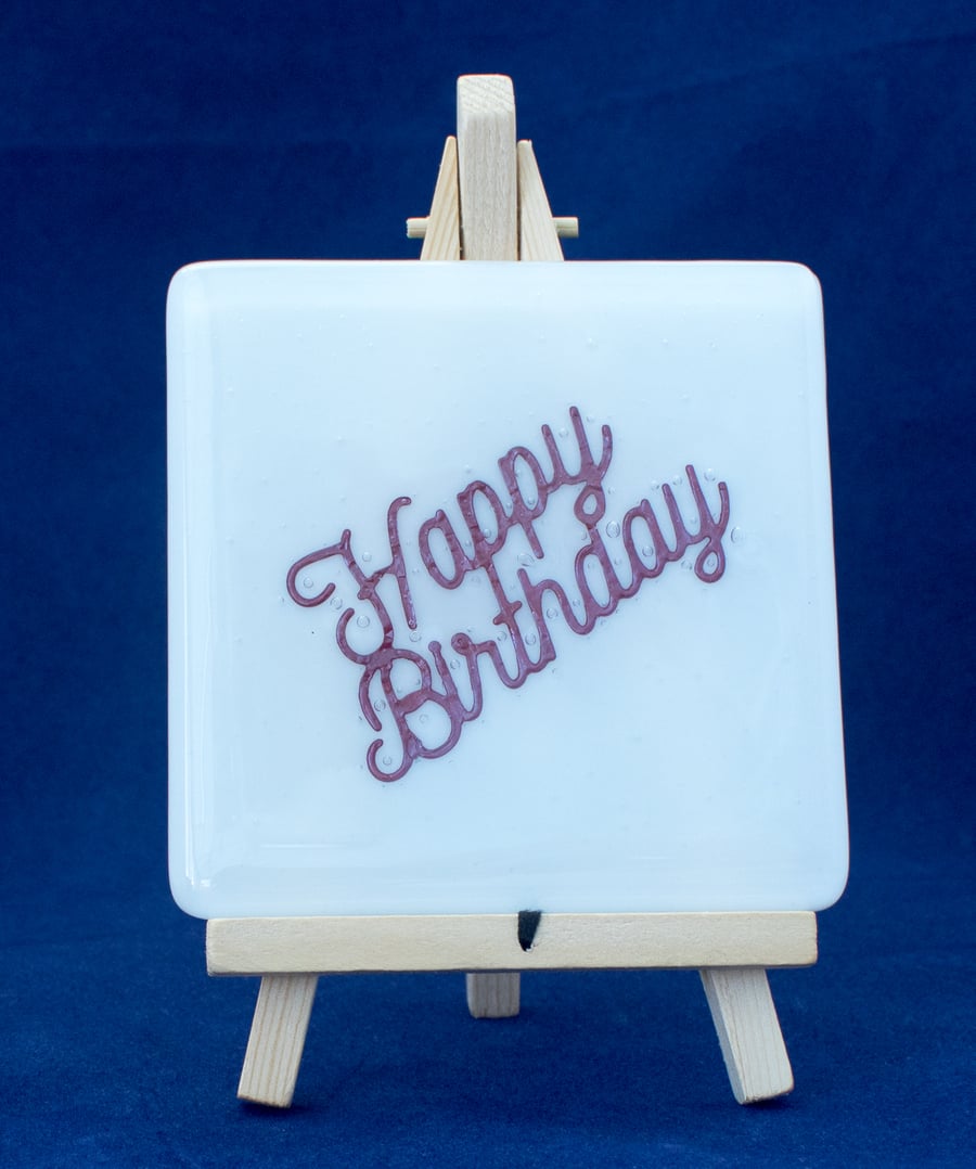 Happy Birthday Coaster in White