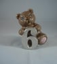 Ceramic Animal Bear Birthday Celebration Figurine Number Six Ornament Decoration - Image 1