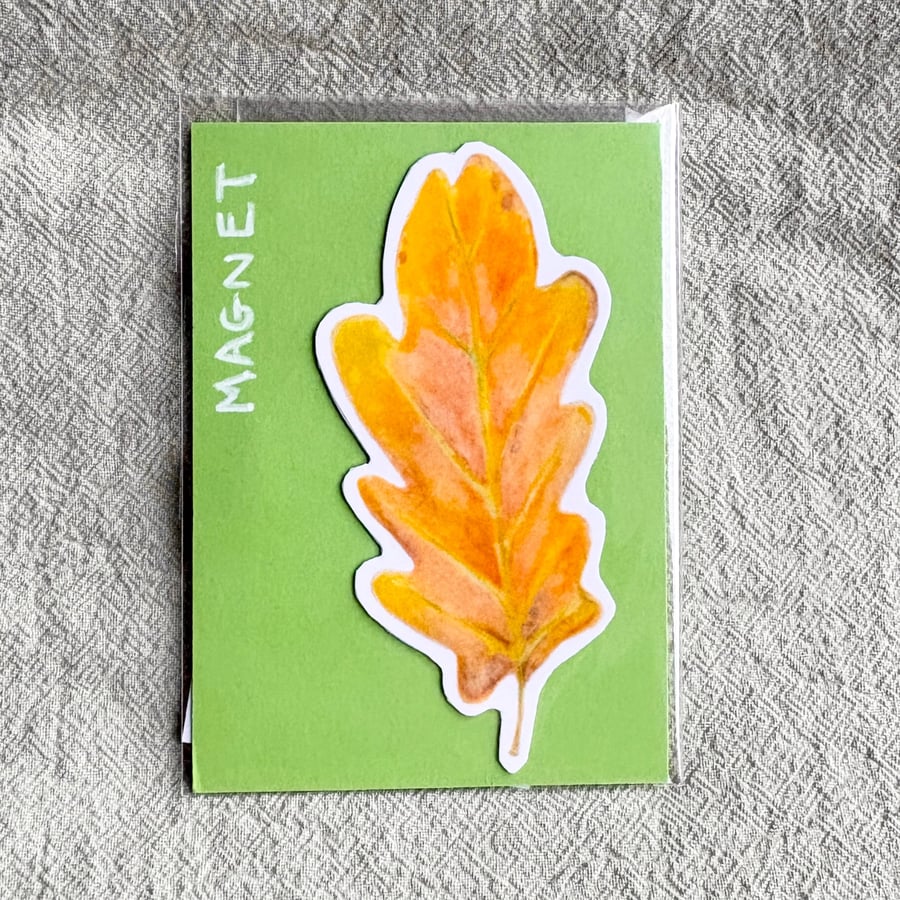 Yellow Oak Leaf Fridge Magnet