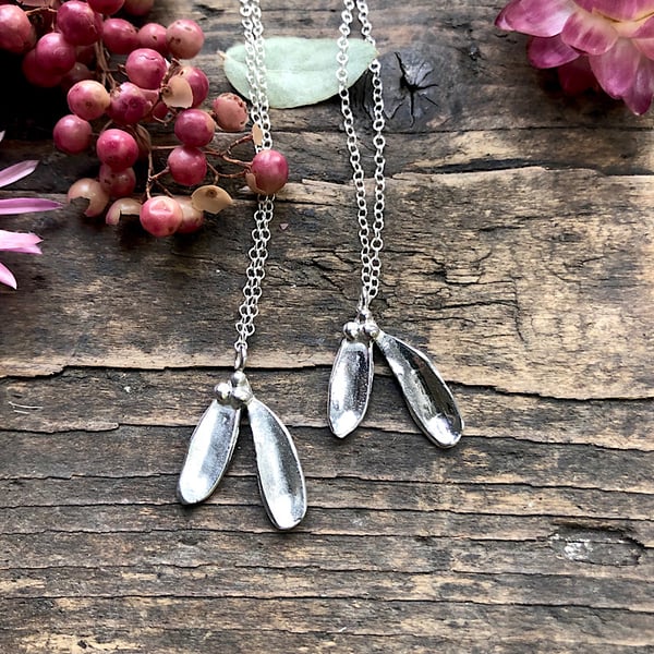 Sterling Silver Mistletoe Necklace - Handmade Jewellery 