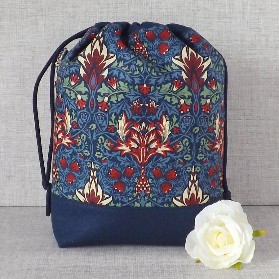 Project bag, drawstring bag, floral