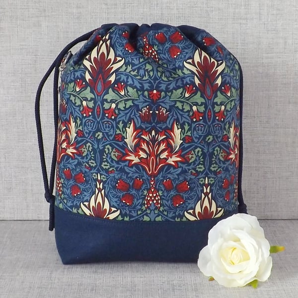 Project bag, drawstring bag, floral