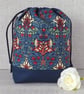 Project bag, drawstring bag, floral