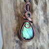 Green Labradorite & Copper Pendant Necklace Gift Crystal Jewellery Jewelry 