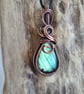 Green Labradorite & Copper Pendant Necklace Gift Crystal Jewellery Jewelry 