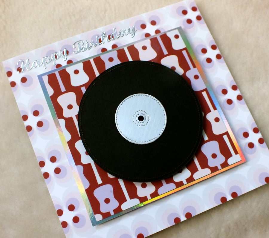 Special handmade 3D Retro Record birthday card