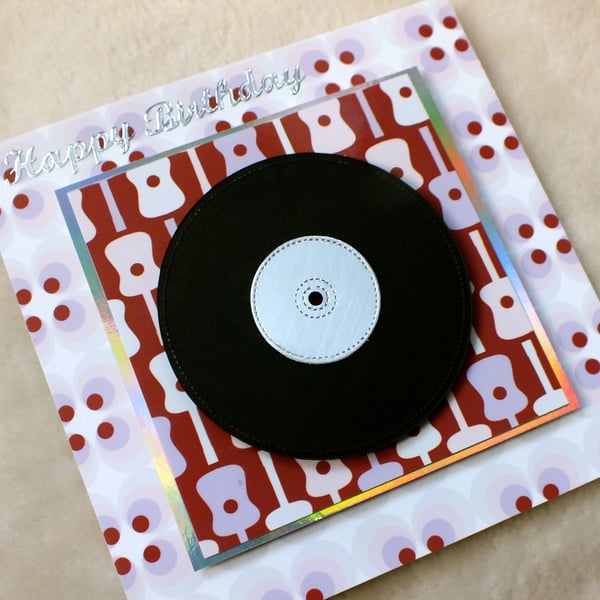 Special handmade 3D Retro Record birthday card