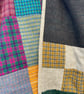 Patchwork Quilt in Green, Blue, Grey & Yellow Vintage Tweeds, Handmade in Wales - Image 4