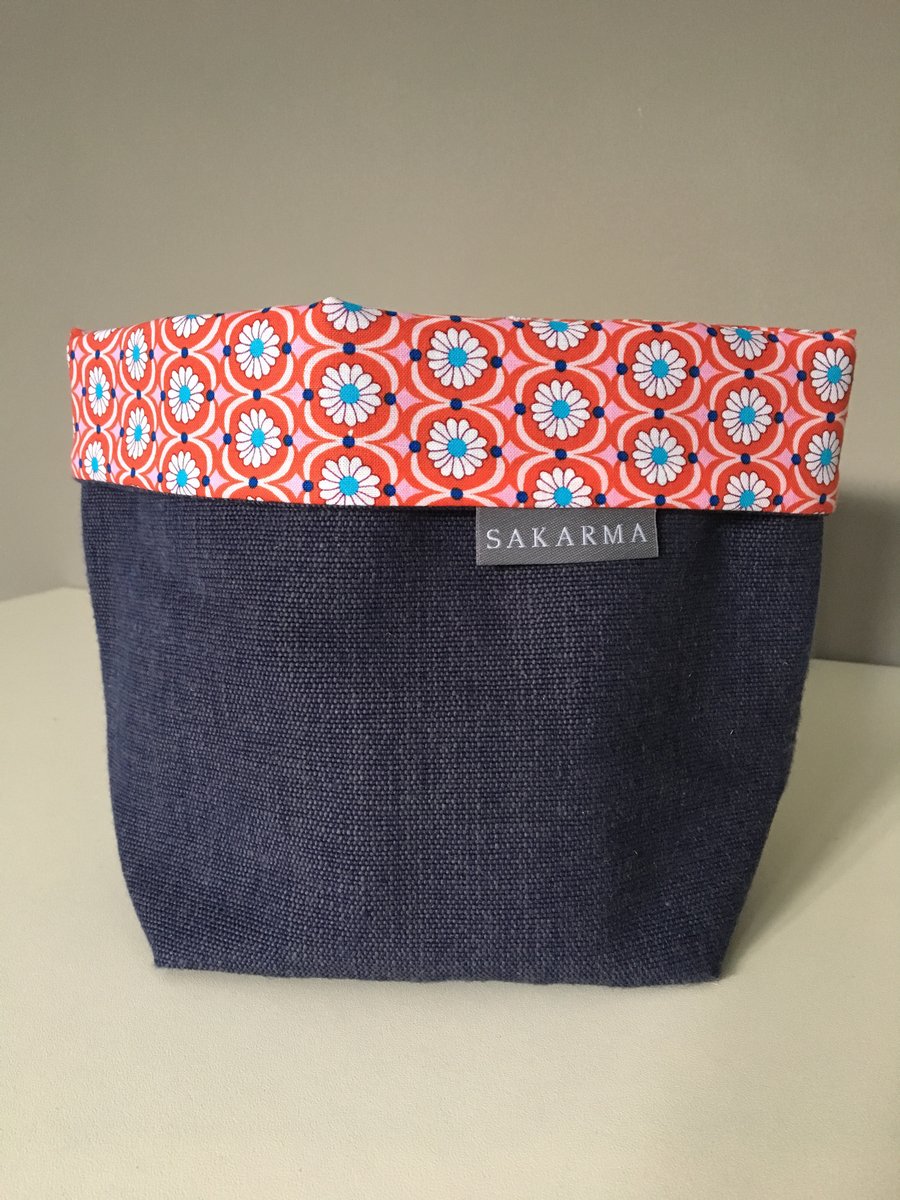 Fabric storage bag - Navy and Red