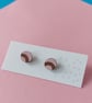 Round colourful curve wooden stud earrings - Image 9