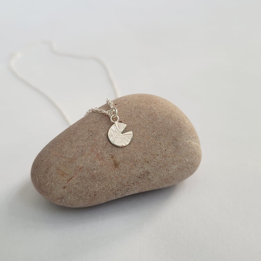 Water Lily Pad Necklace - Sterling Silver Tiny Pendant