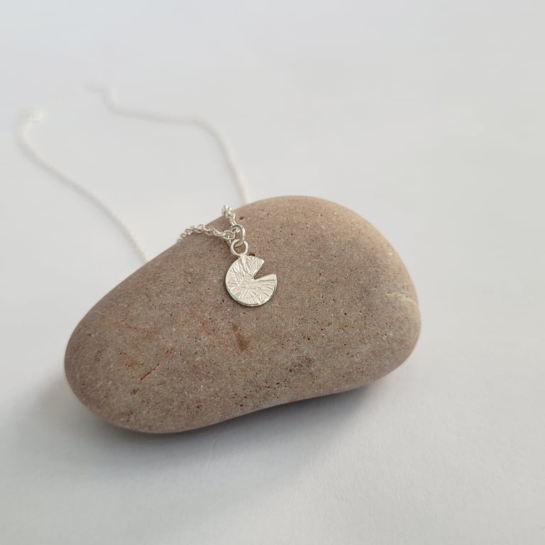 Water Lily Pad Necklace - Sterling Silver Tiny Pendant