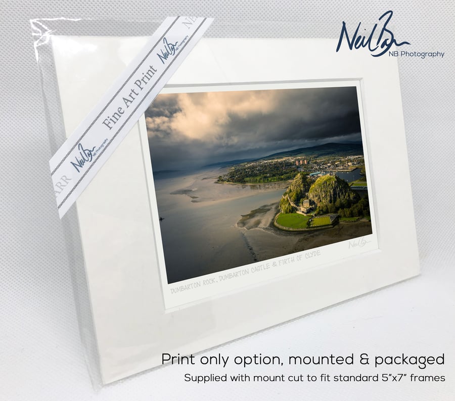 Dumbarton Rock & Castle, Firth of Clyde, Scotland - A6 (7" x 5") Unframed Print