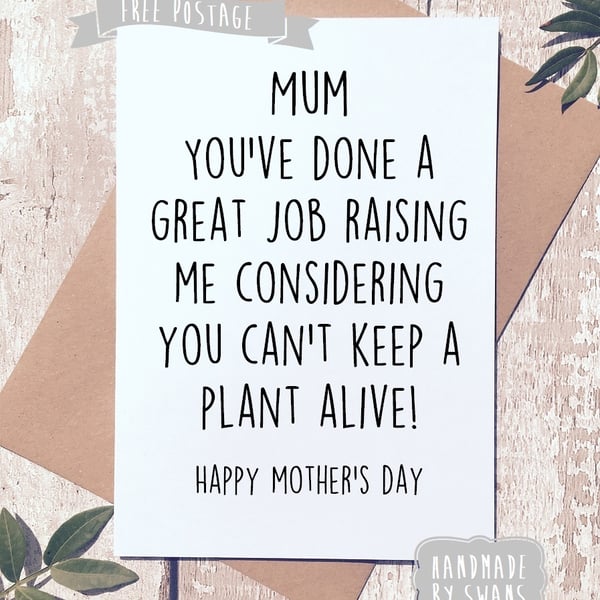 Mother's day card - Thanks for keeping me alive