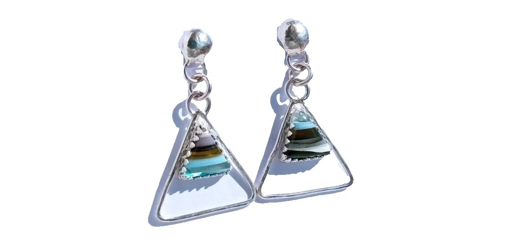Surfite Earrings Sterling Silver Jewellery Gift Triangle Gift Box Handmade 