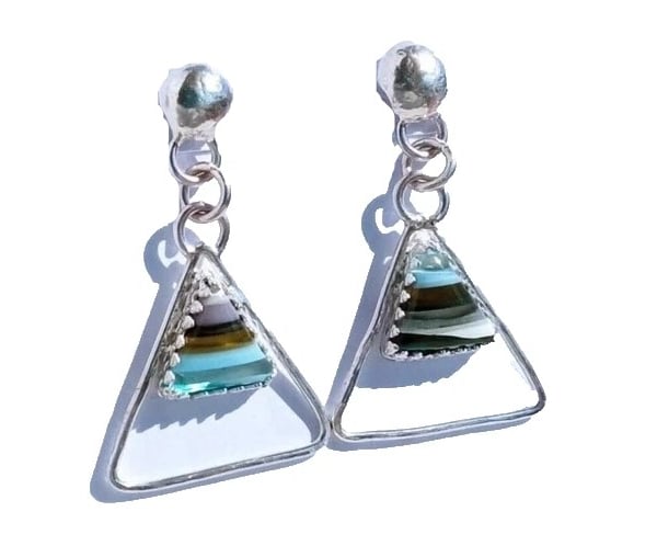 Surfite Earrings Sterling Silver Jewellery Gift Triangle Gift Box Handmade 