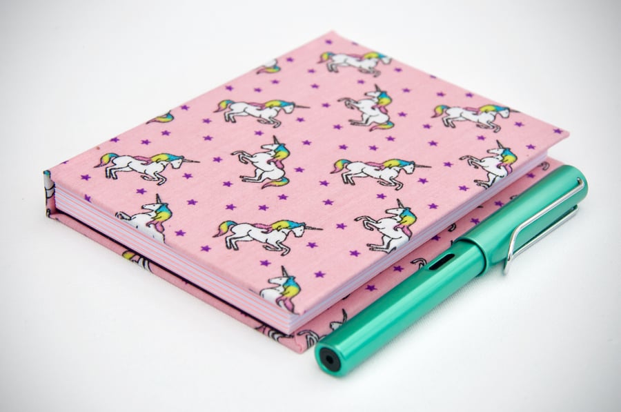 A6 Hardback Notebook with full cloth unicorn cover
