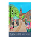 Burgess Hill West Sussex travel poster print by Susie West