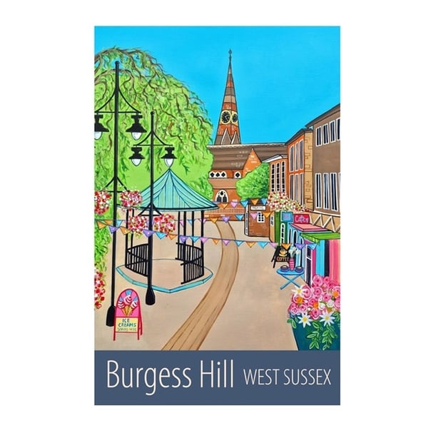Burgess Hill West Sussex travel poster print by Susie West