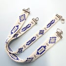 Beaded Blue and White Handmade Loom bracelets