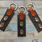 Leather and  Cowrie Shell Bead Keyring