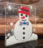 Handmade Fused Glass 'SnowMan' T Light Holder - Image 2