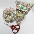 Pin Cushion (reversible)and Quilted Scissor Case Set