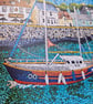 Fine Art Greeting Card, "Portpatrick"- Sailboat with a wee touch of glitter  - Image 3