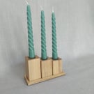 Solid Oak Dinner Candle Holder Set Upcycled Wood Trio with Tray