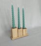 Solid Oak Dinner Candle Holder Set Upcycled Wood Trio with Tray