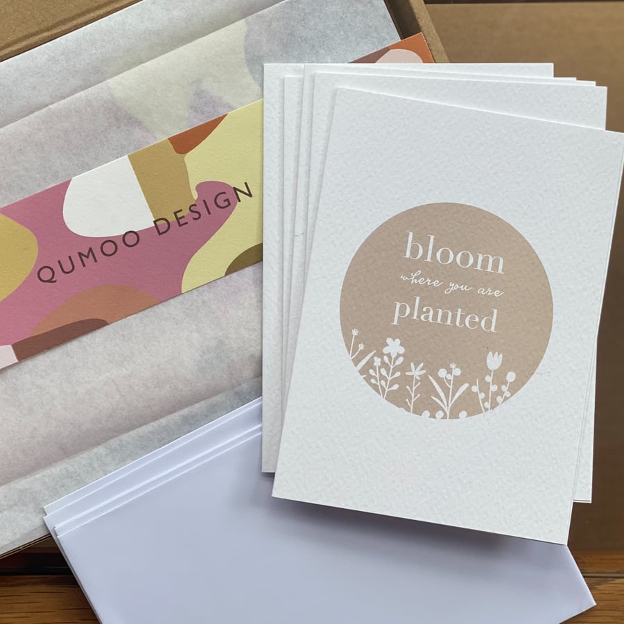 5 pack cards BLOOM WHERE YOU ARE PLANTED flower garden Beautiful Bundle