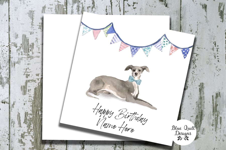 Italian Greyhound Watercolour Print Personalised Birthday Card