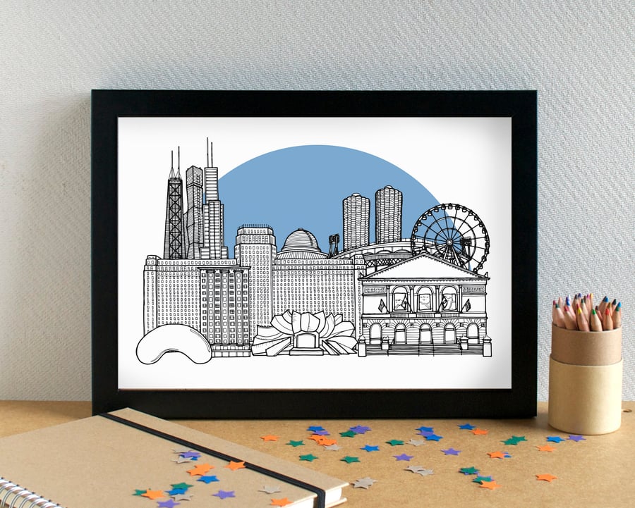 Chicago Skyline Travel Art Print