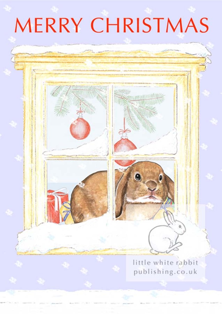 Bunny counting the snowflakes - Christmas Card