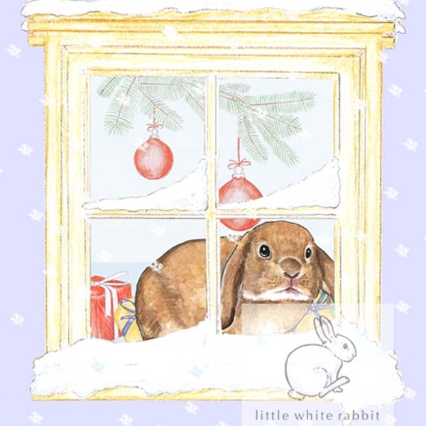 Bunny counting the snowflakes - Christmas Card