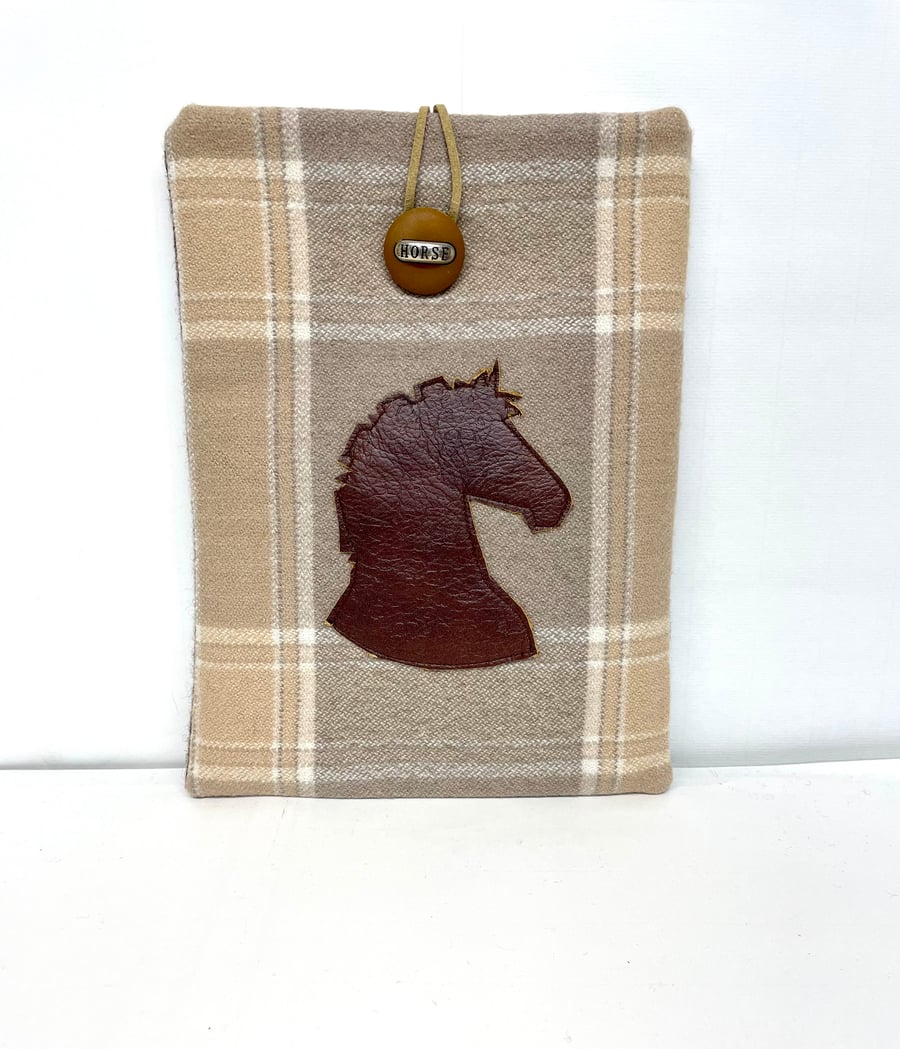 Handmade Tweed IPad Sleeve , Horse IPad Sleeve.