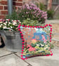 Countryside Frolic tapestry cushion cover with pompoms - Image 2